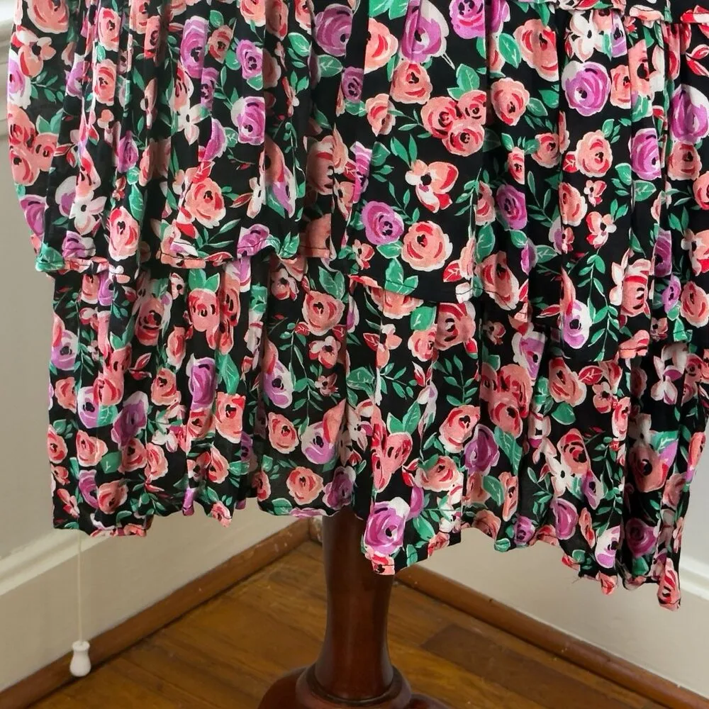 Kin by Kristine Slouchy Floral Dress Plus Size 3X Cottagecore Black - Image 4