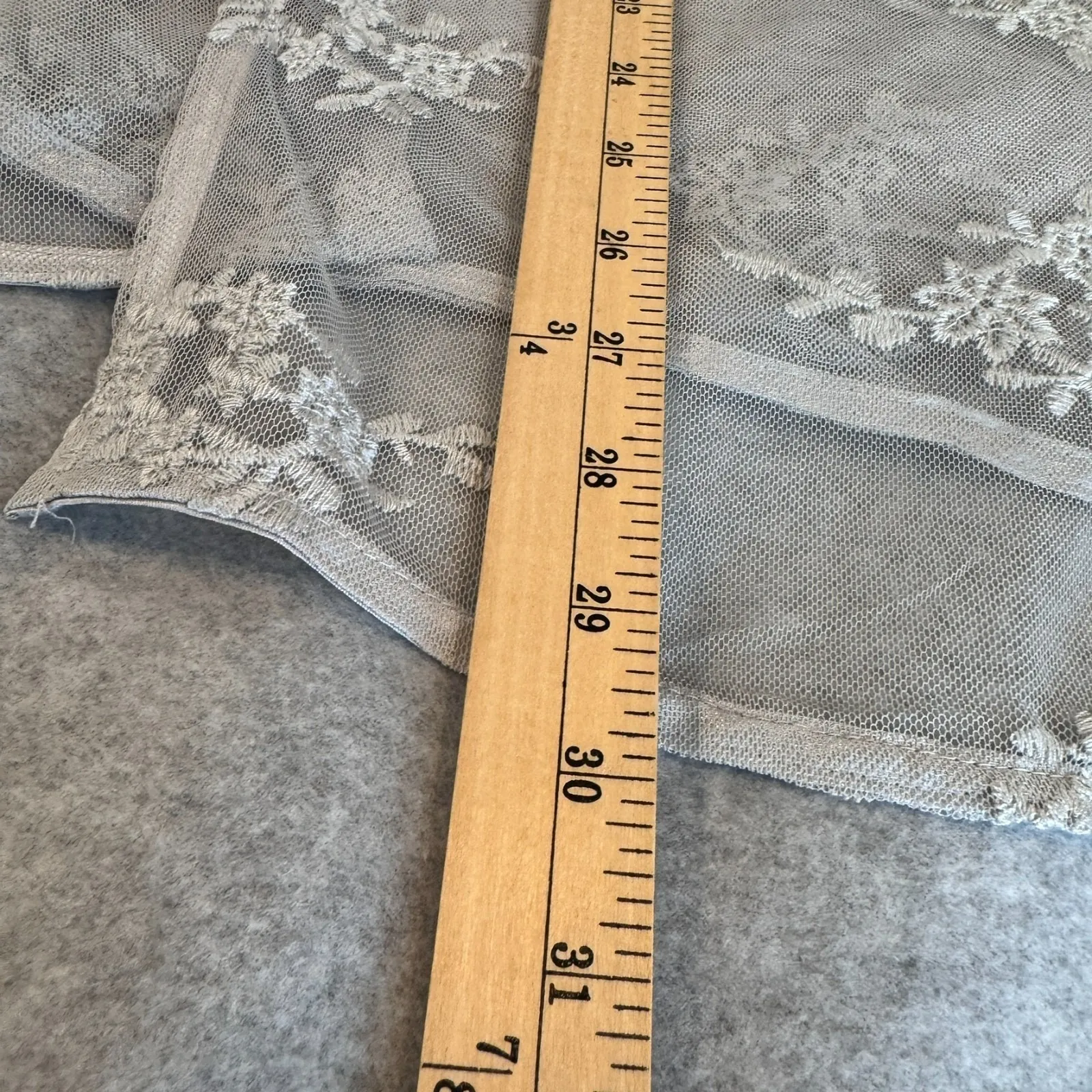 Cal Style Kimono Top Womens XL Silver Lace Crochet Witchy Romantic Fairy Gray - Image 12