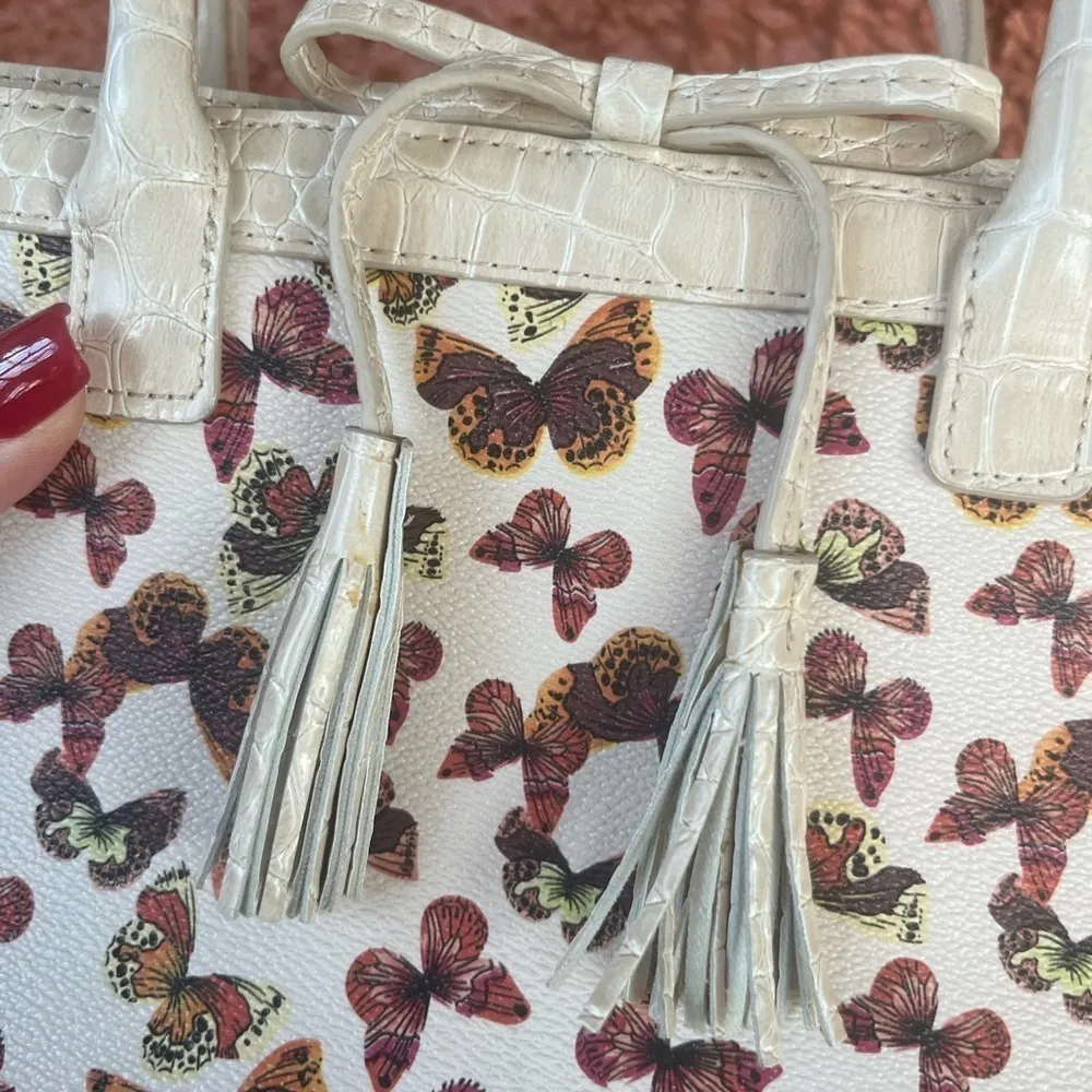 Liz Claiborne Handbag Purse Tassels & Butterflies - Image 2