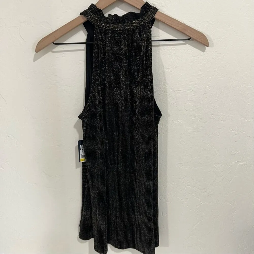 Rachel Rachel Roy Women's Metallic Pleated Blouse Tank Top Size Medium New Black - Image 12