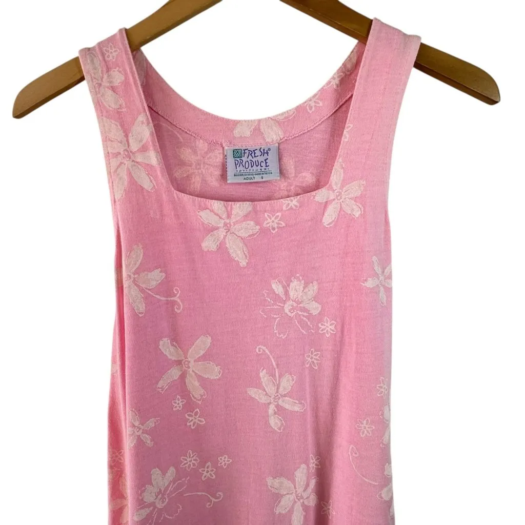 Fresh Produce Pink and White Floral Midi Sundress 100% Cotton Size Small - Image 3