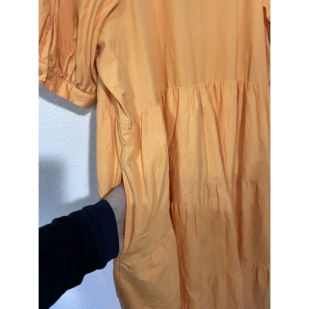 English Factory Maxi Orange dress XXL Plus Minimalist Tiered Timeless V Neck - Image 7