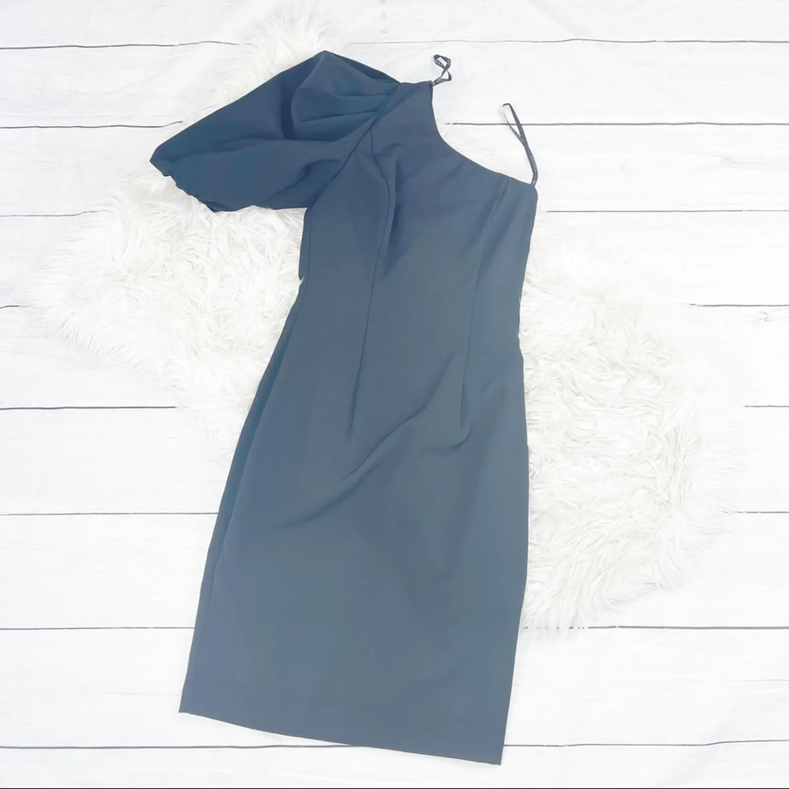 Black Halo Women's Cooper Sheath Dress One Shoulder Puff Sleeve In Black Size 0 - Image 5