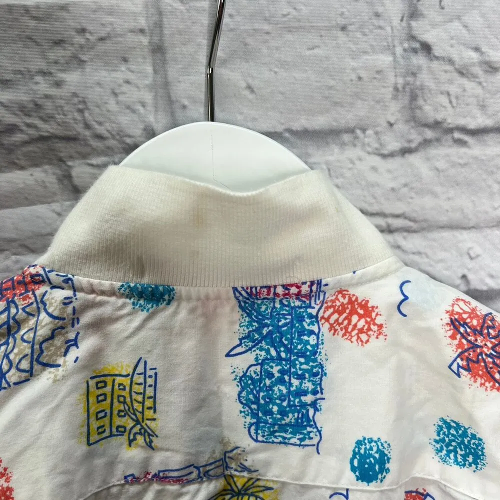 Vintage Carriage Court Sport Womens Blouse Hawaiian Retro M Beach White Button Size M - Image 5