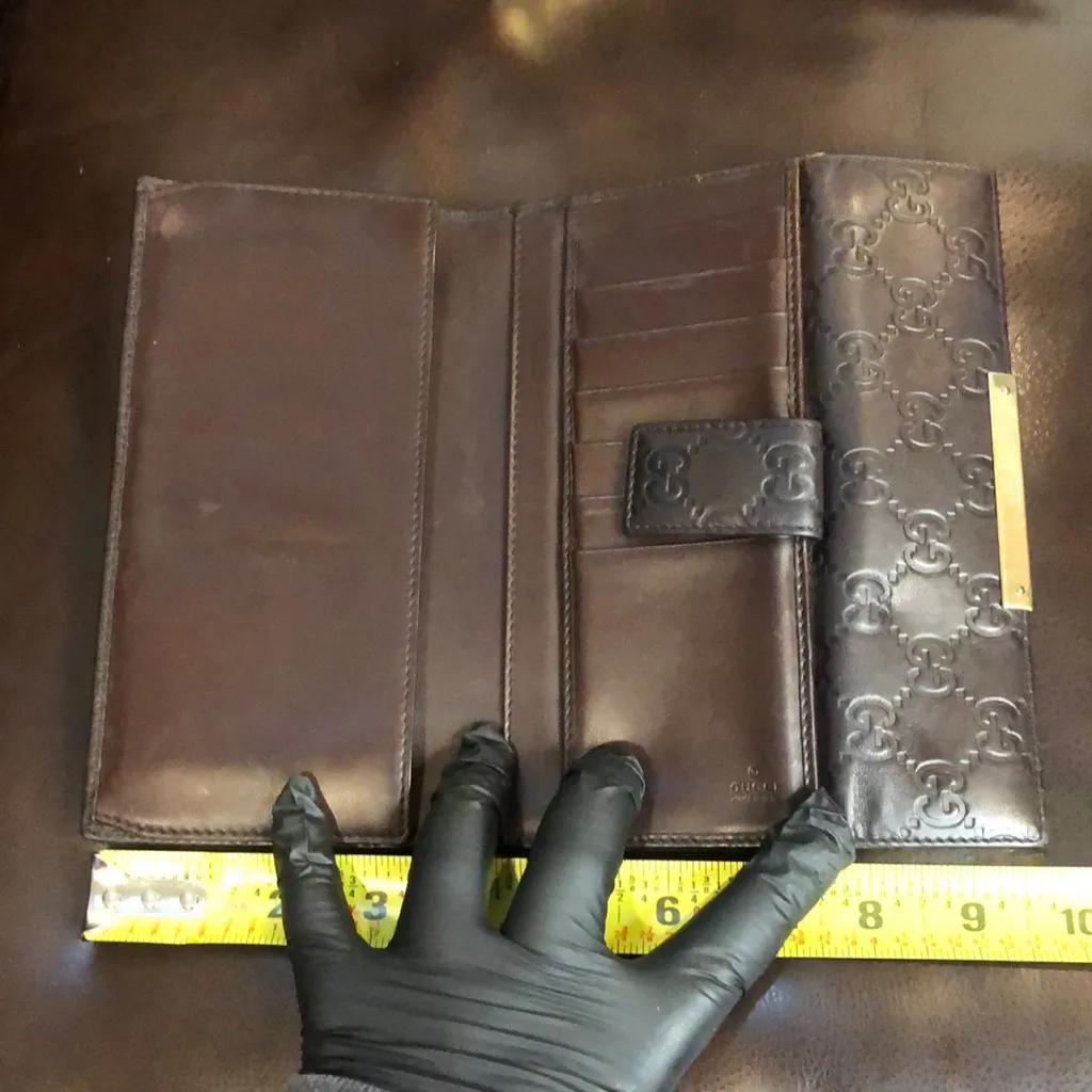 GUCCI GG Guccissima Brown Lambskin Continental Bifold Wallet with Coin Section - Image 3