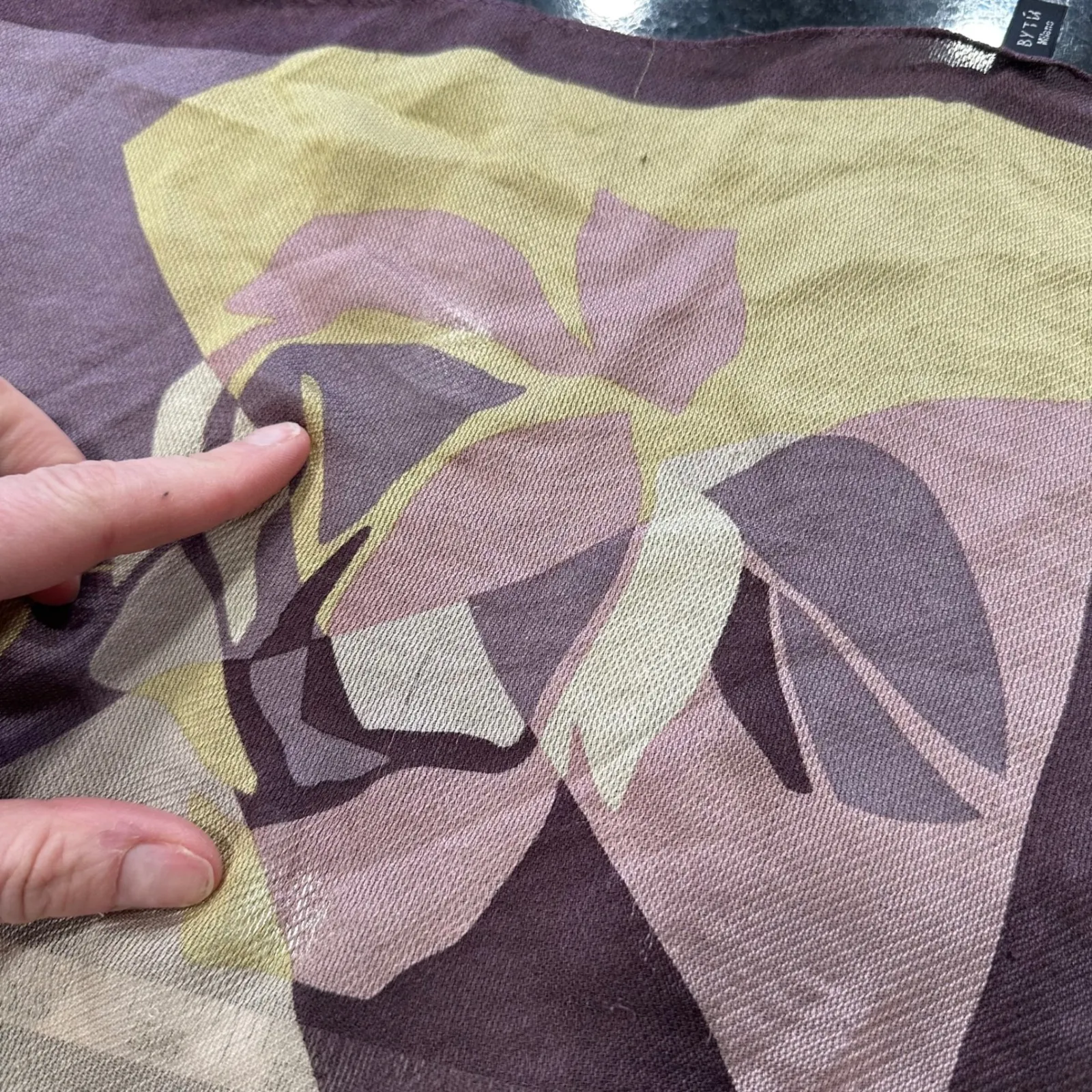 BYTU Milano Silk Scarf Geometric Floral Purple Pink Whimsigoth Fairygrunge - Image 7