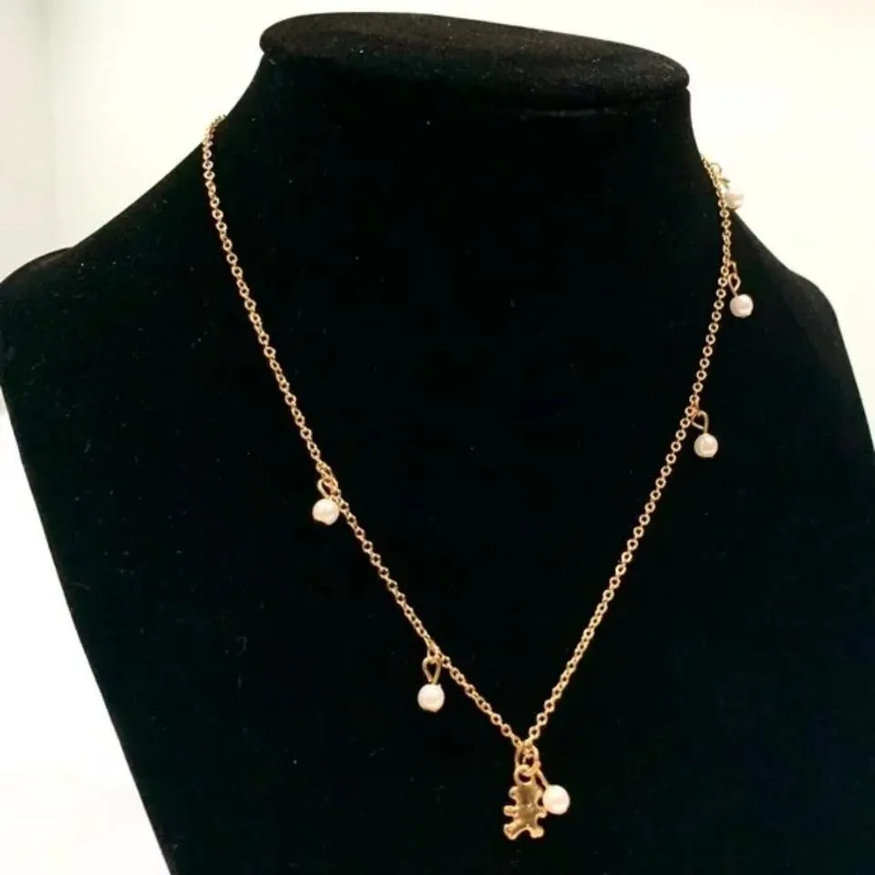 Vintage Deadstock Gold Teddy Bear & Bead Chain Necklace & Bracelet Set - Image 4