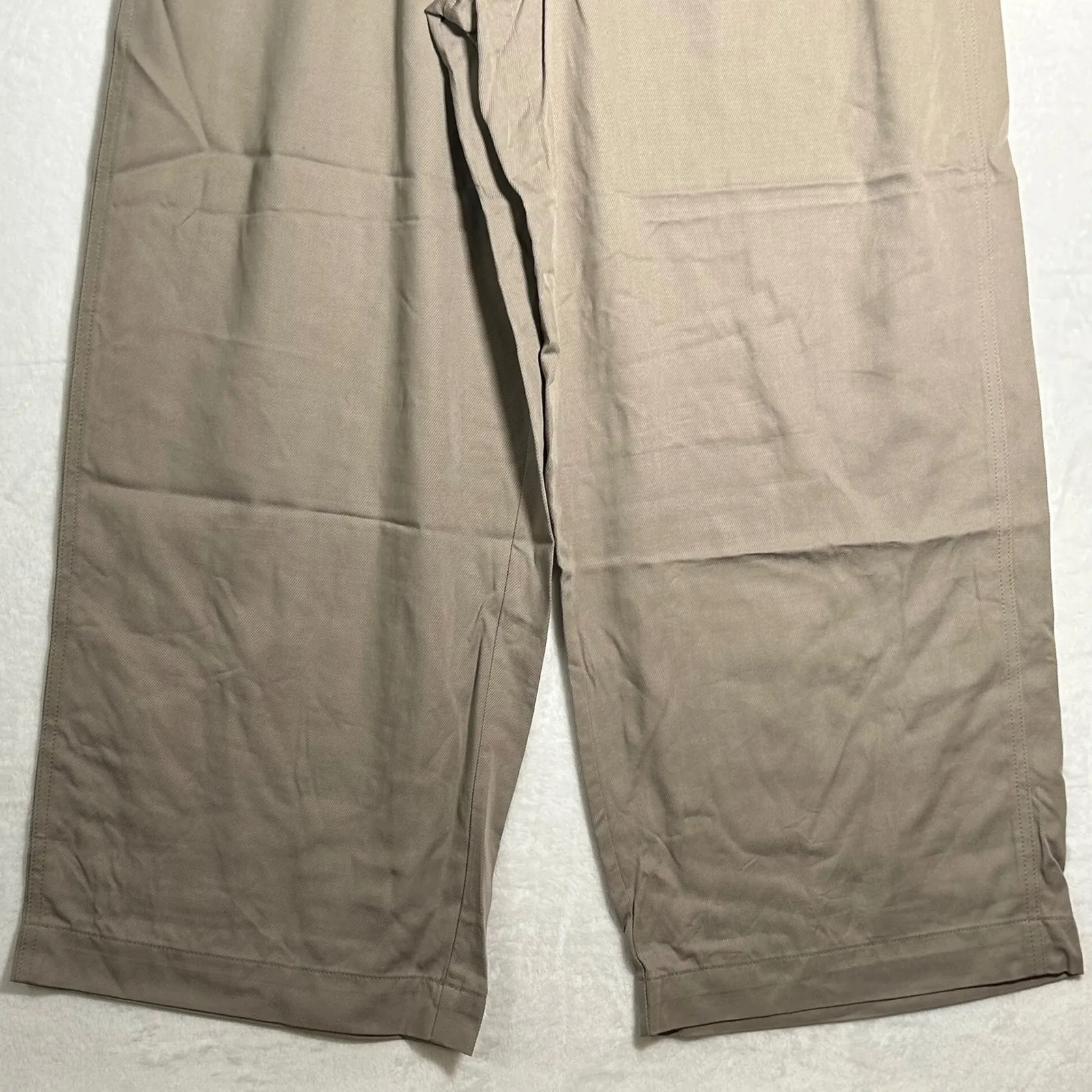 Madewell Wide Leg Crop Pants Beige Linen Blend Elastic Waist Size 16 Fair Trade - Image 8