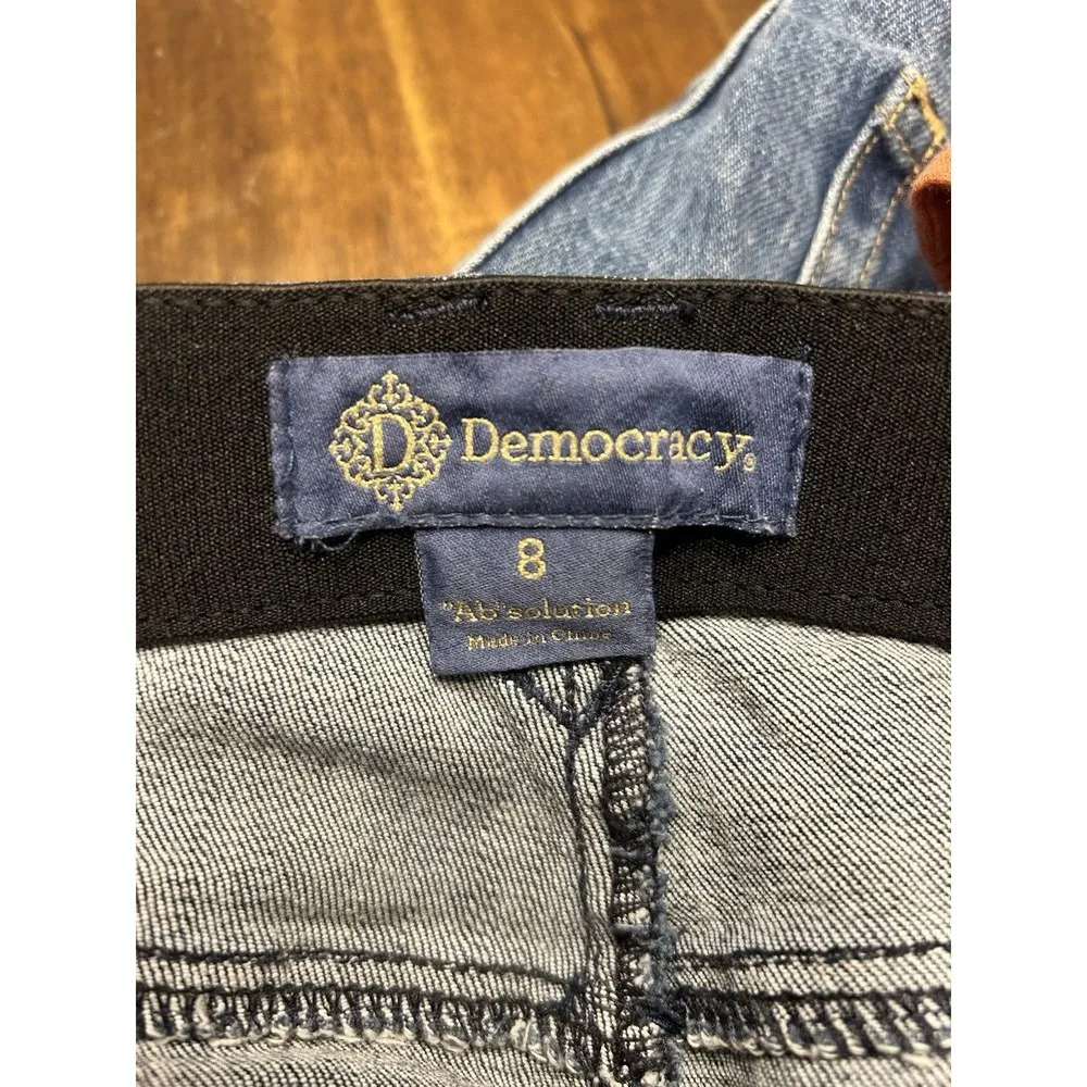 Democracy Boyfriend Stretchy Jeans Dark Wash Stretch Light Distressing Size 8 - Image 2