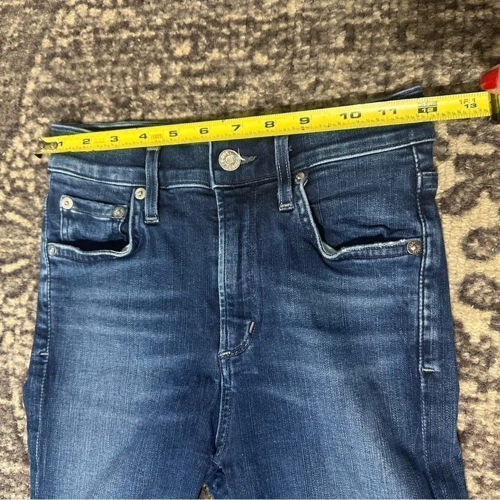 AGOLDE Denim 24 Claremont Blue Wash Sophie High Rise Crop Skinny Raw Hem Jeans - Image 8