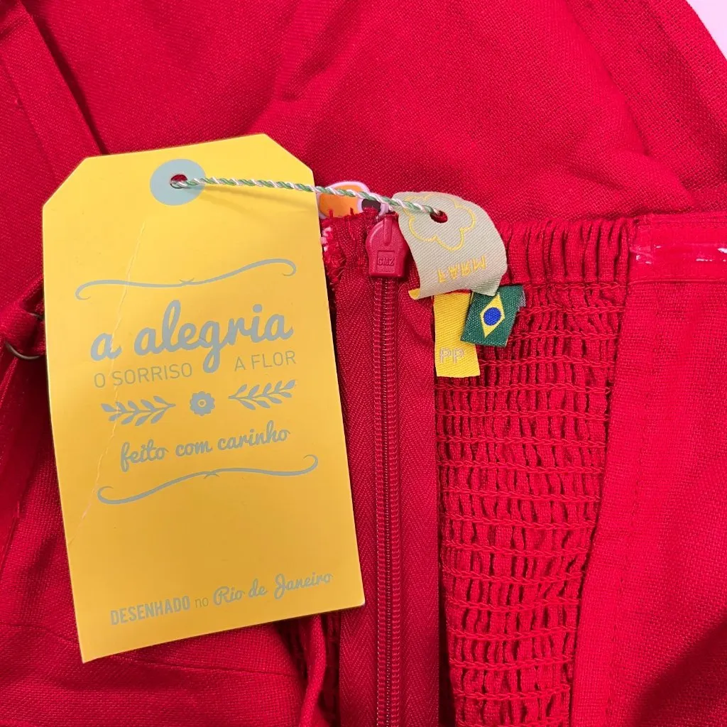 NWT Farm Rio Linen Blend Sleeveless Wide Leg Jumpsuit Sz XS Red - Image 10