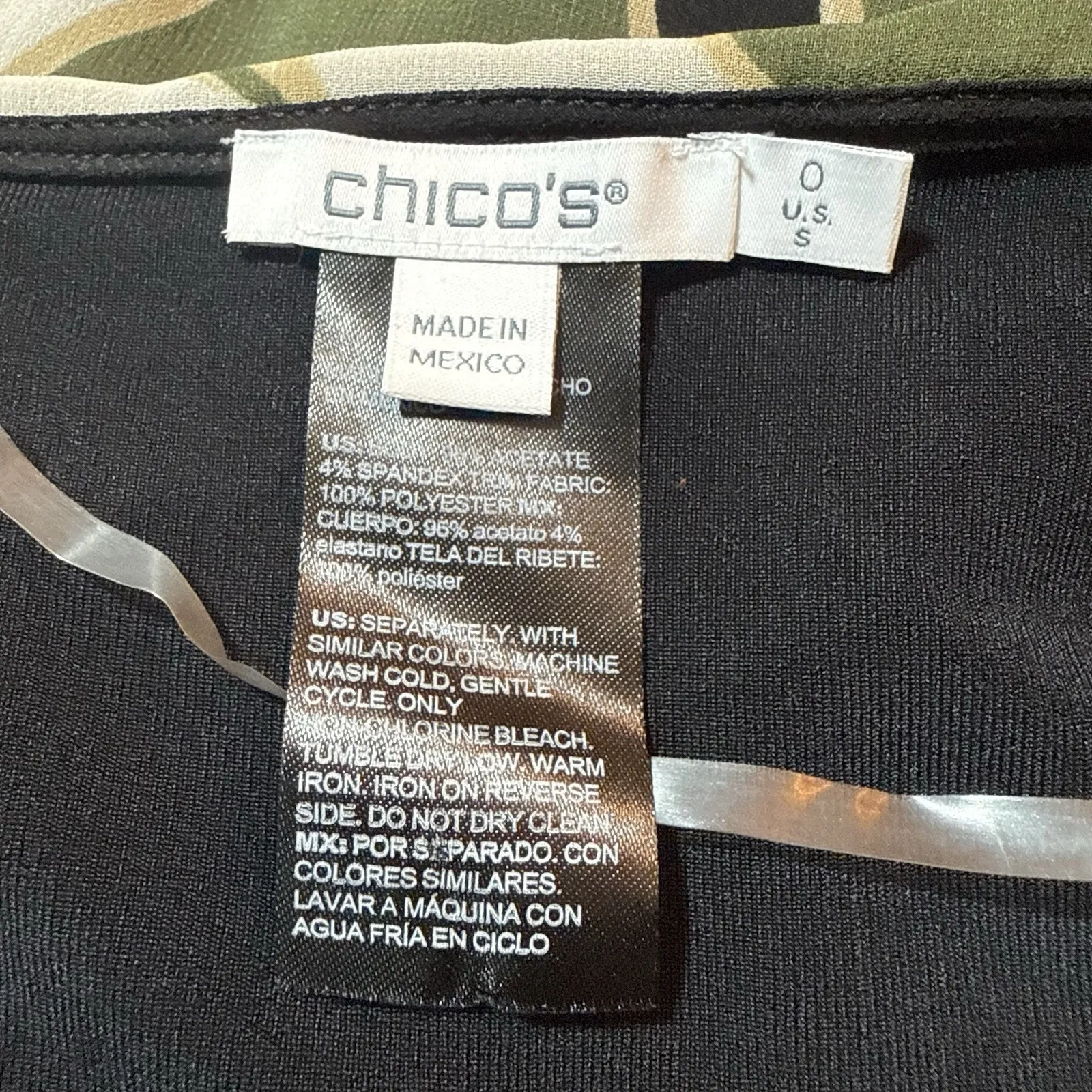 Chicos Travelers‎ Poncho Top Sz 0 Small Paisley Chiffon Overlay Relaxed Blouse - Image 9