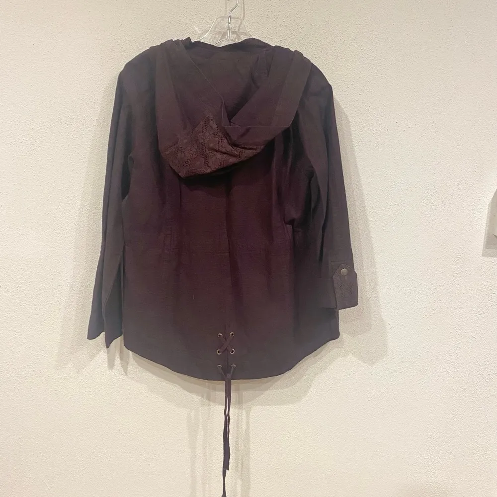 NWT Kyla Seo Linen Crochet Moto Jacket Size Small Purple - Image 4