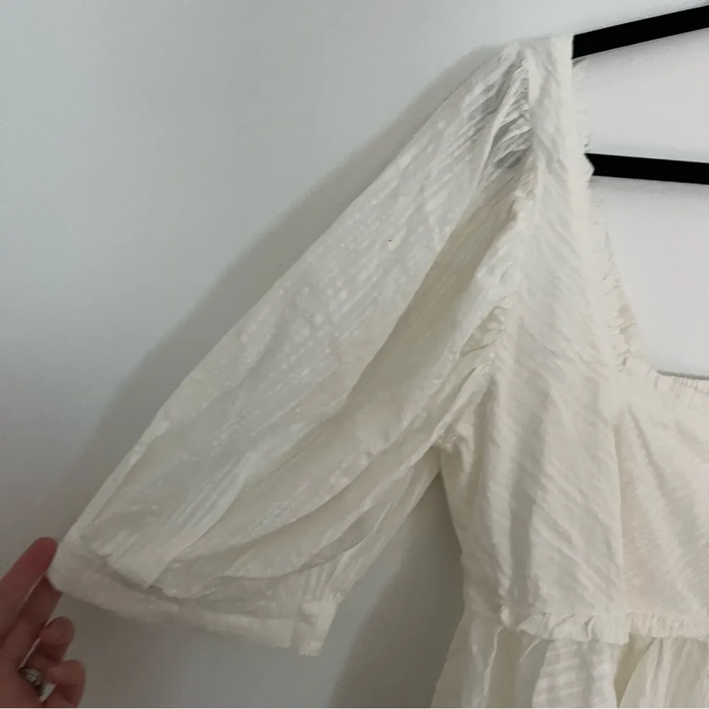 Free People Leave It To Me white Crop Top Blouse Button Boho XL NWOT - Image 5