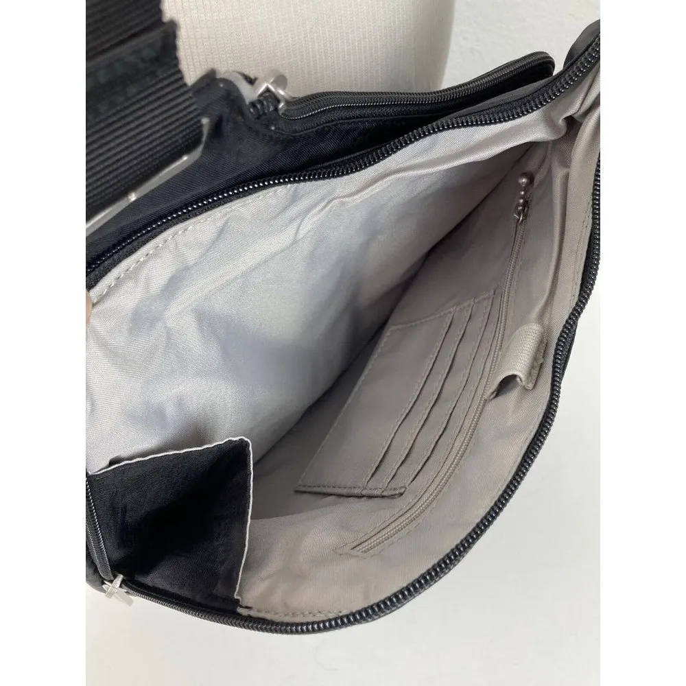 New Baggallini Haley Large Crossbody Black Bag Purse Womens Nylon Double Zipper - Image 10