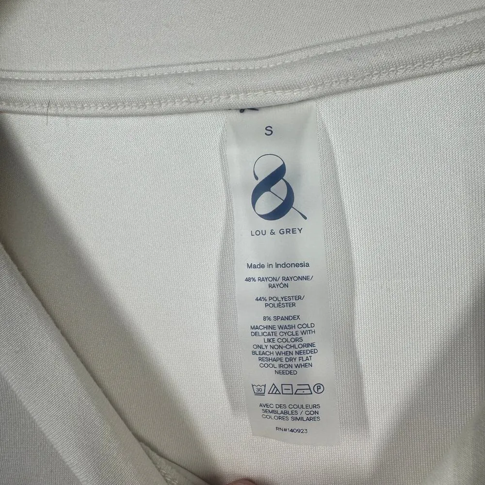 Lou & Grey Top Women S White Cream 3/4 Sleeve Cropped Crew Neck Athleisure Sport - Image 2