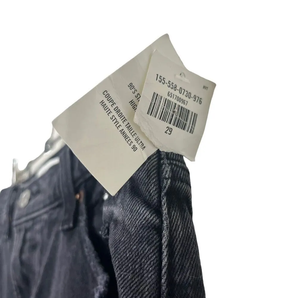 Abercrombie & Fitch 90s Jeans Ultra High Rise Straight Distressed Black 29R New - Image 12