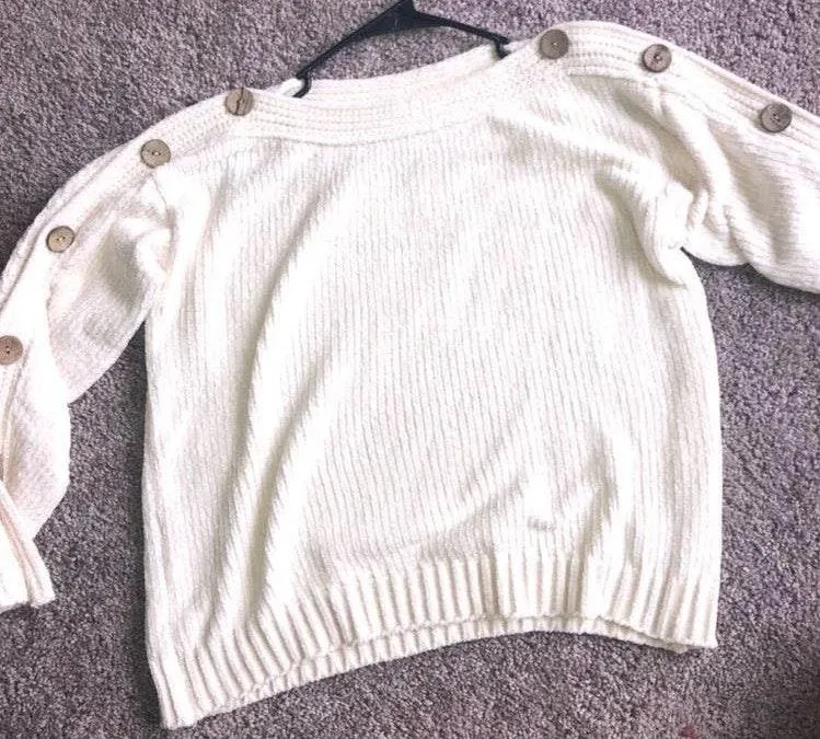 These Three Boutique White Button Up Sweater - Image 3