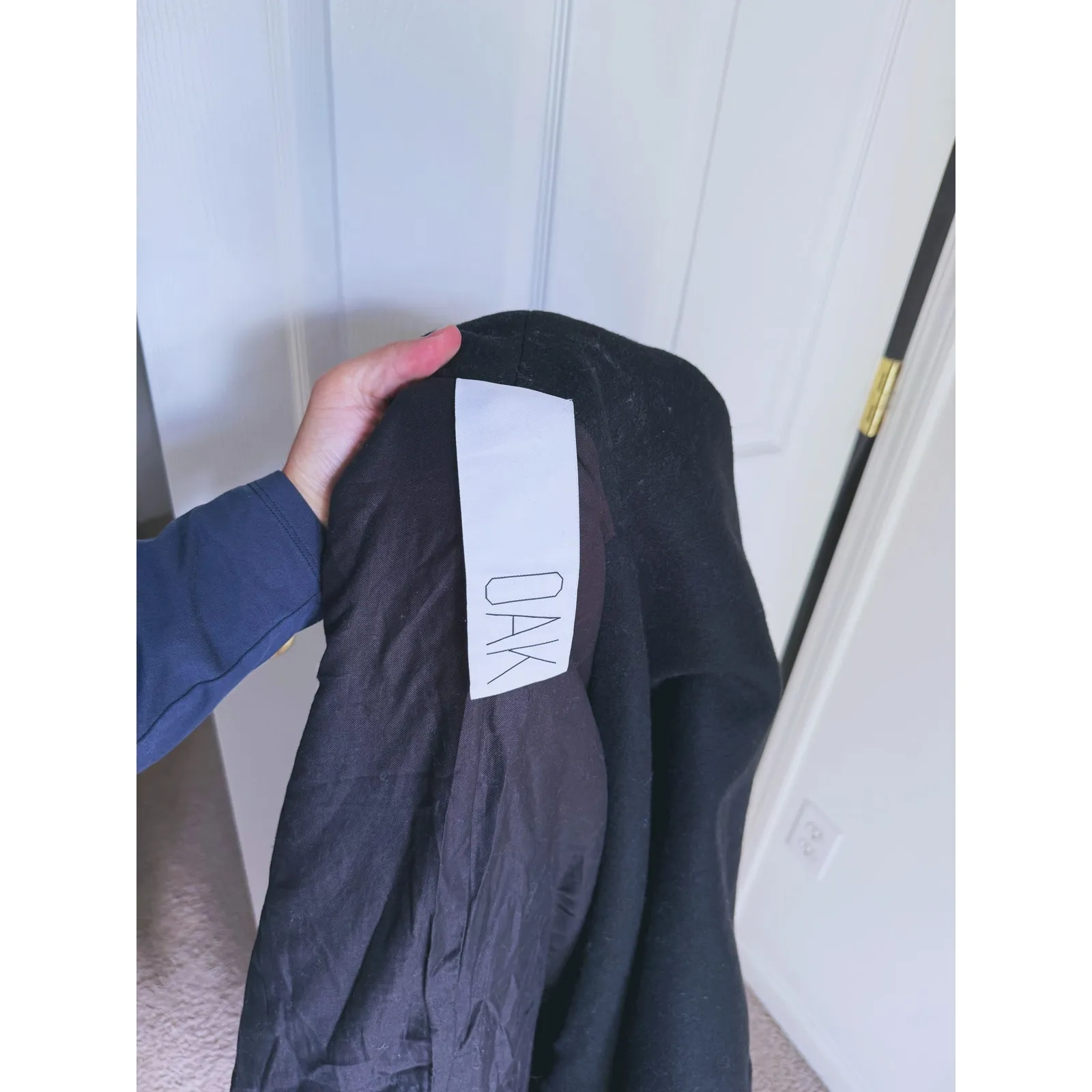 OAK Designer Luxury Waterfall Wool Drape Winter Coat Medium Black Heavy Weight - Image 8