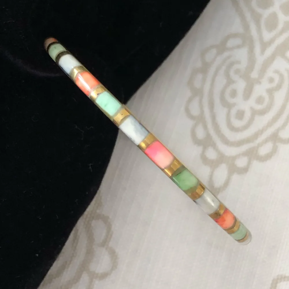 Vintage cloisonné pastel colors bangle bracelet - Image 3