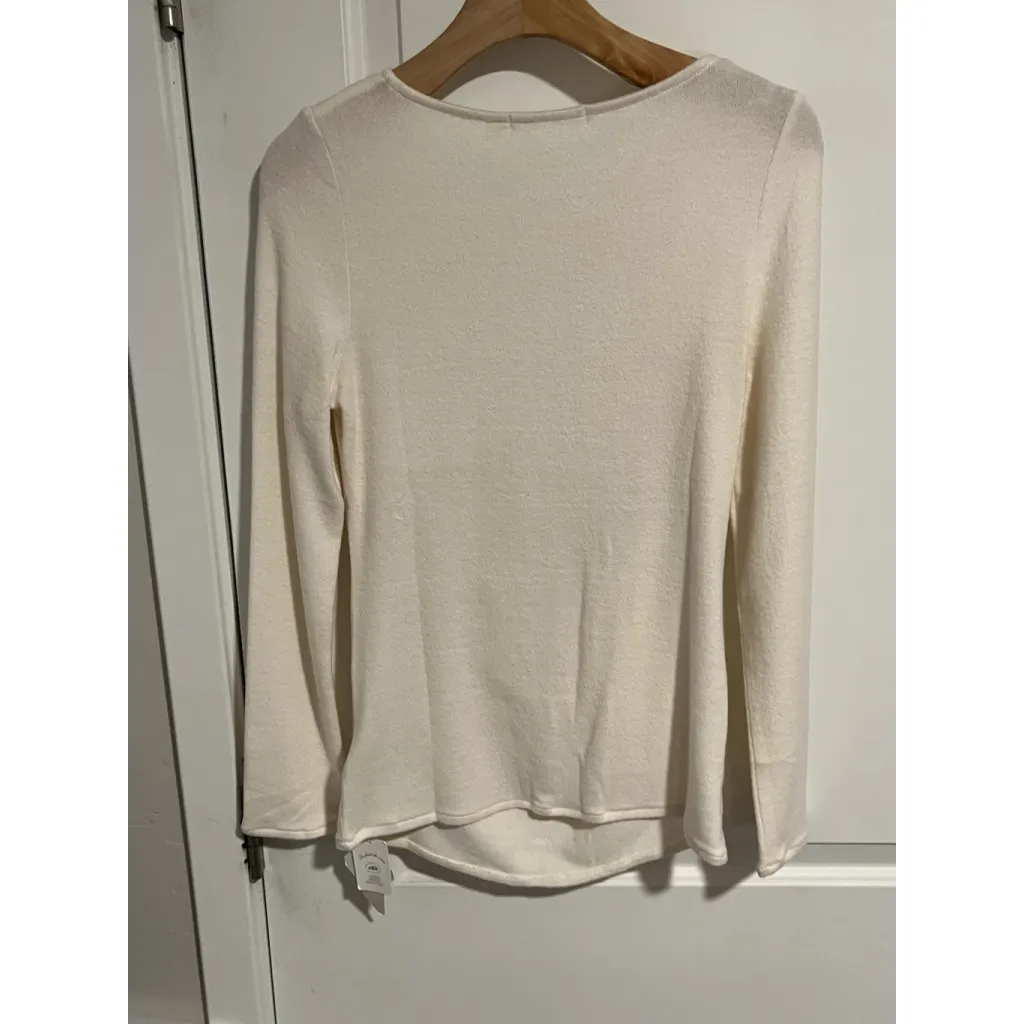 Gelato Pique Draped Sweater Womens OS Ivory Long Sleeve Soft NWT Size M - Image 10