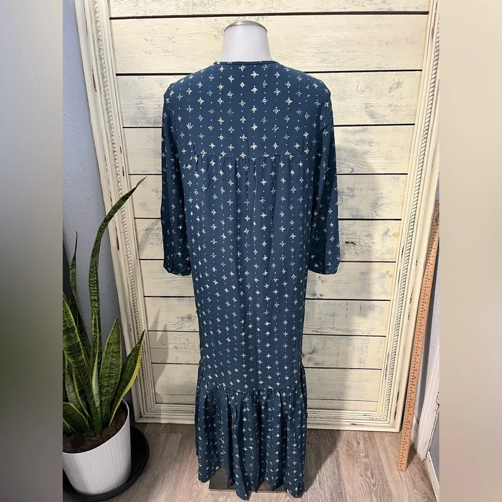 MADEWELL Silk Medallion Dot Maxi Dress in Coin Black Sea Size XXS - Image 4