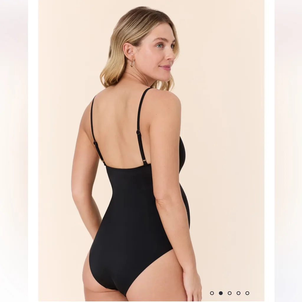 Andie Swim Maternity The Amalfi One Piece Swimsuit in Black XL - Image 4