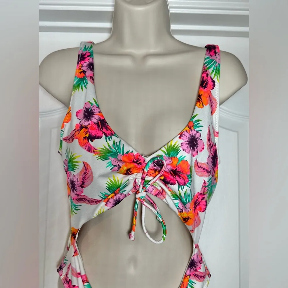 Victoria’s Secret PINK Bright Tropical Floral Women’s Flattering Cutout Bikini L - Image 3