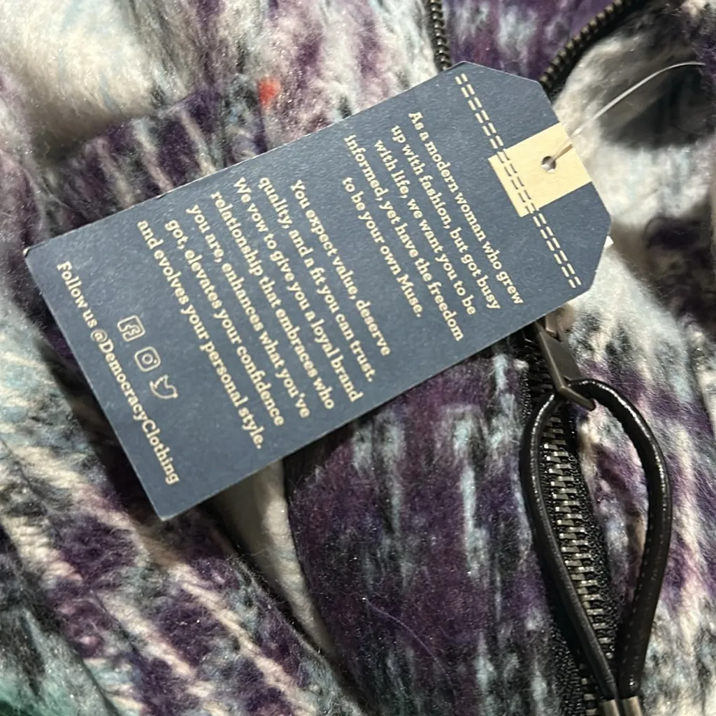 Democracy NWT  Long Blouson Sleeve Zip Front Collared Patch Pocket Jacket - Image 11