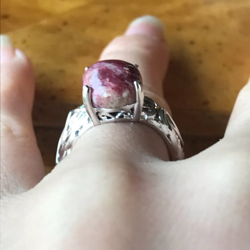 Norwegian Thulite Sterling Silver Ring Red Size 6 - Image 2