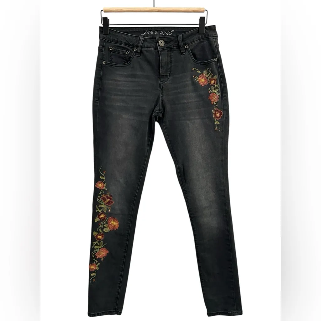 Western Glove‎ Works Jag Jeans Black Embroidered Floral Mid Rise Skinny Jean 27 - Image 2