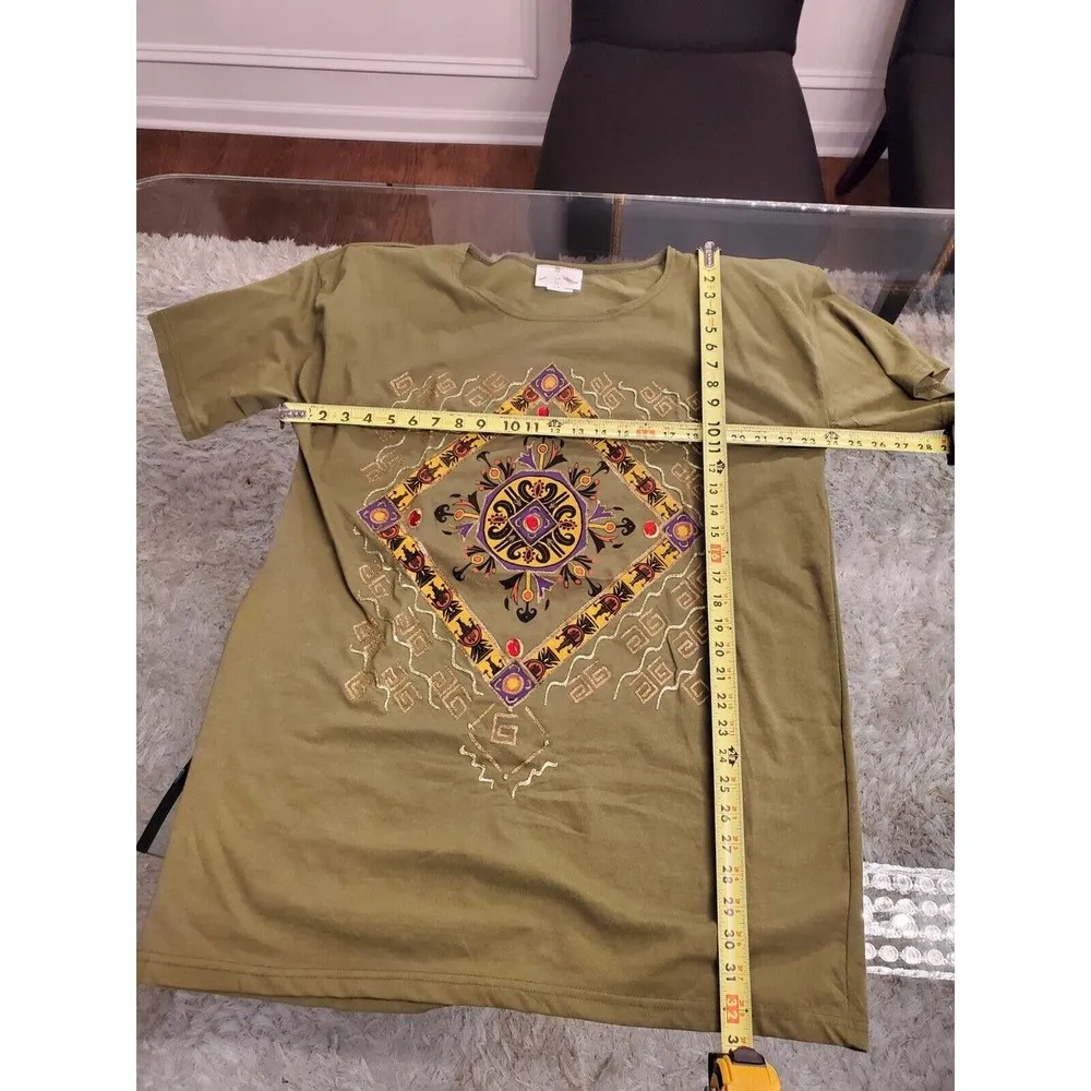 Women's Green Round Neck Half Sleeve Top Blouse & Joggers Pants 2 Pc's Set XL - Image 7