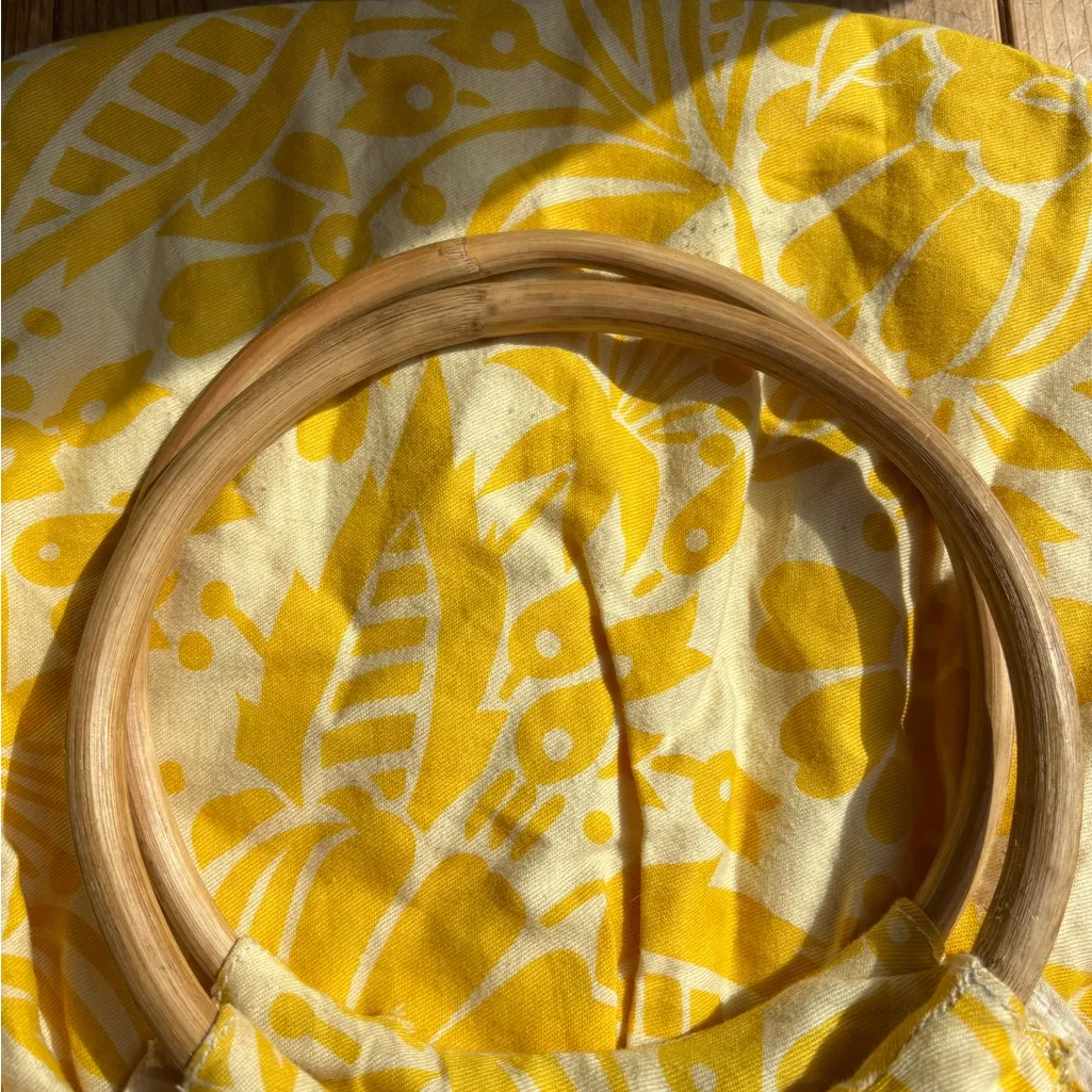 Boho Beaded Bamboo Bag Yellow - Image 6