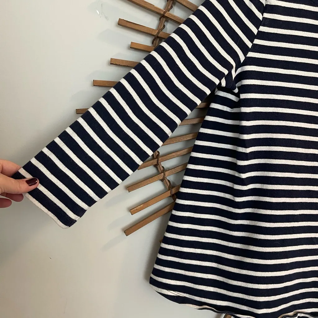 Petit Bateau Womens Sailor Striped Long Sleeve Swing Top Navy/ White Fisherman Size M - Image 5