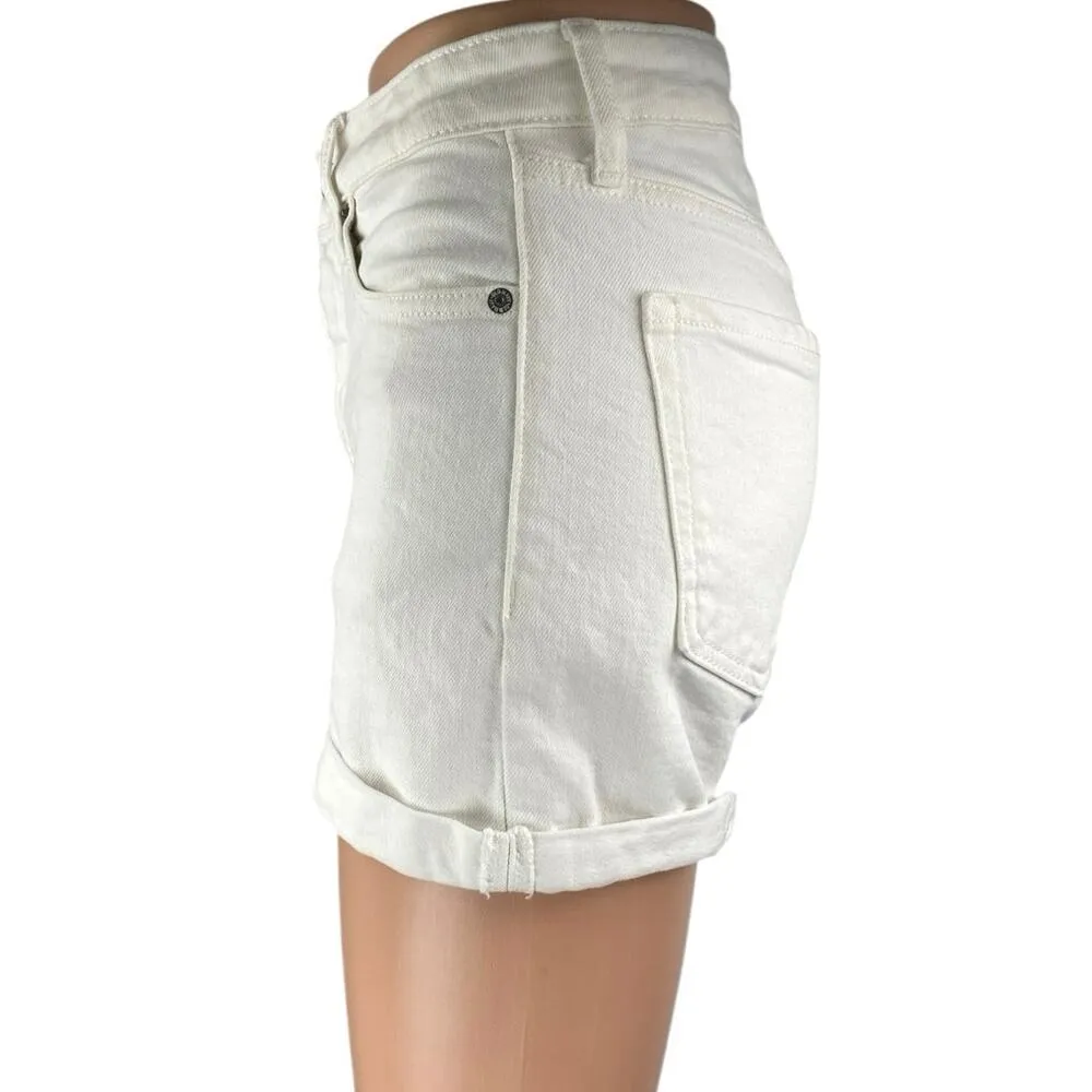 Old Navy High Rise OG Straight Women's White Cuffed Denim Jean Shorts Size 0 - Image 2