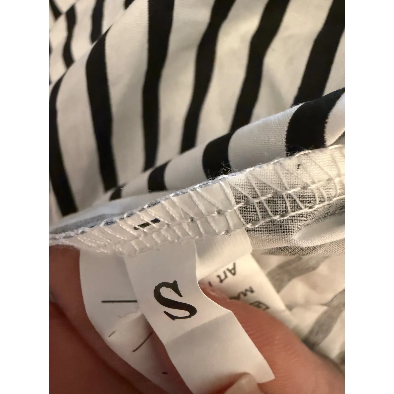 Striped Button Down Shirt Women's Small Cut Out Shoulder Long Sleeve White - Image 5