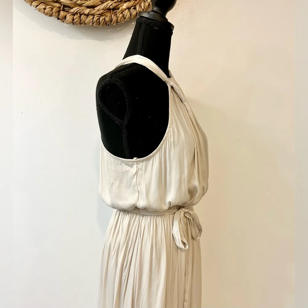 Mustard Seed Tie-Waist Halterneck Dress in Ecru Size Medium - Image 9