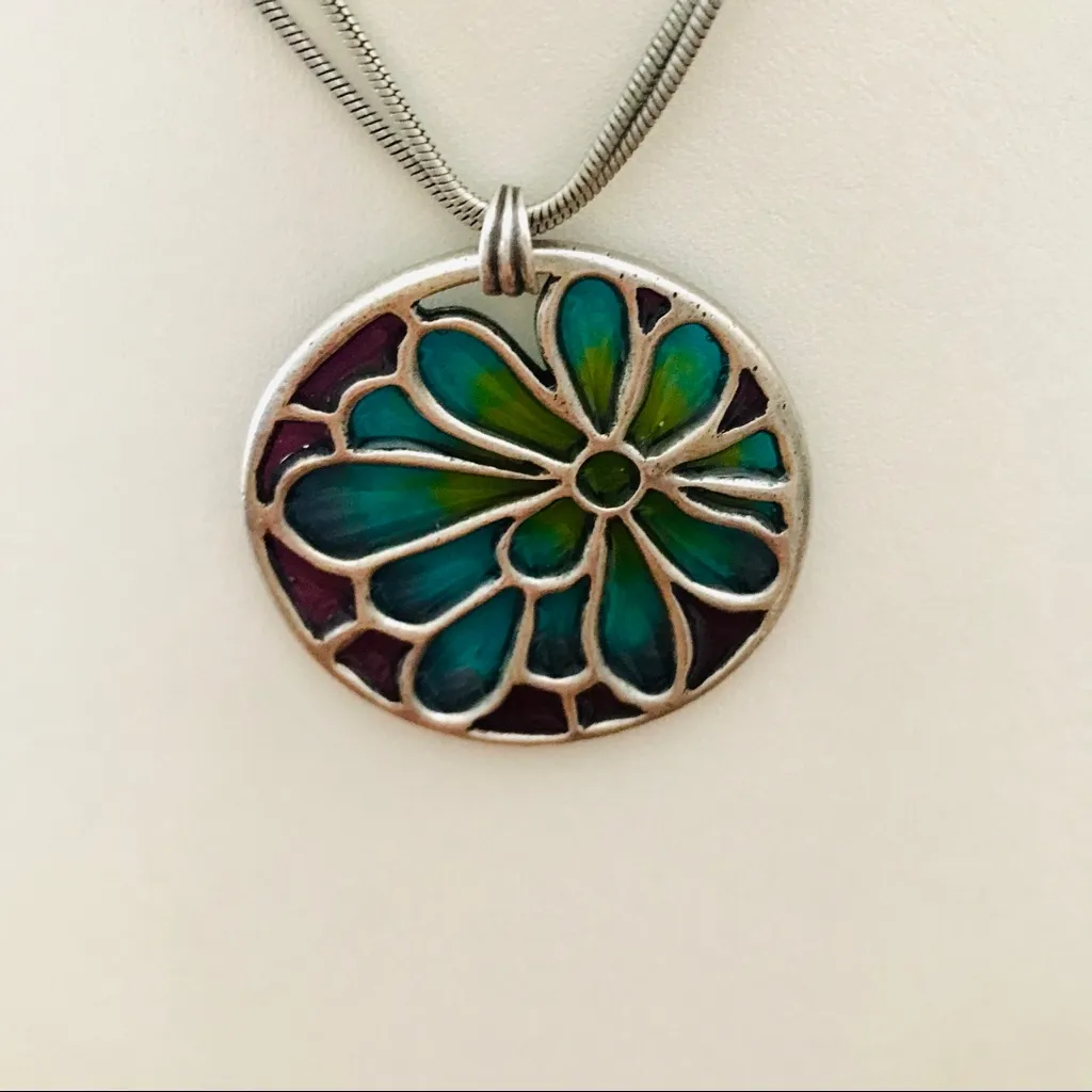 Chico’s Stained Glass Style Necklace Resin - Image 3