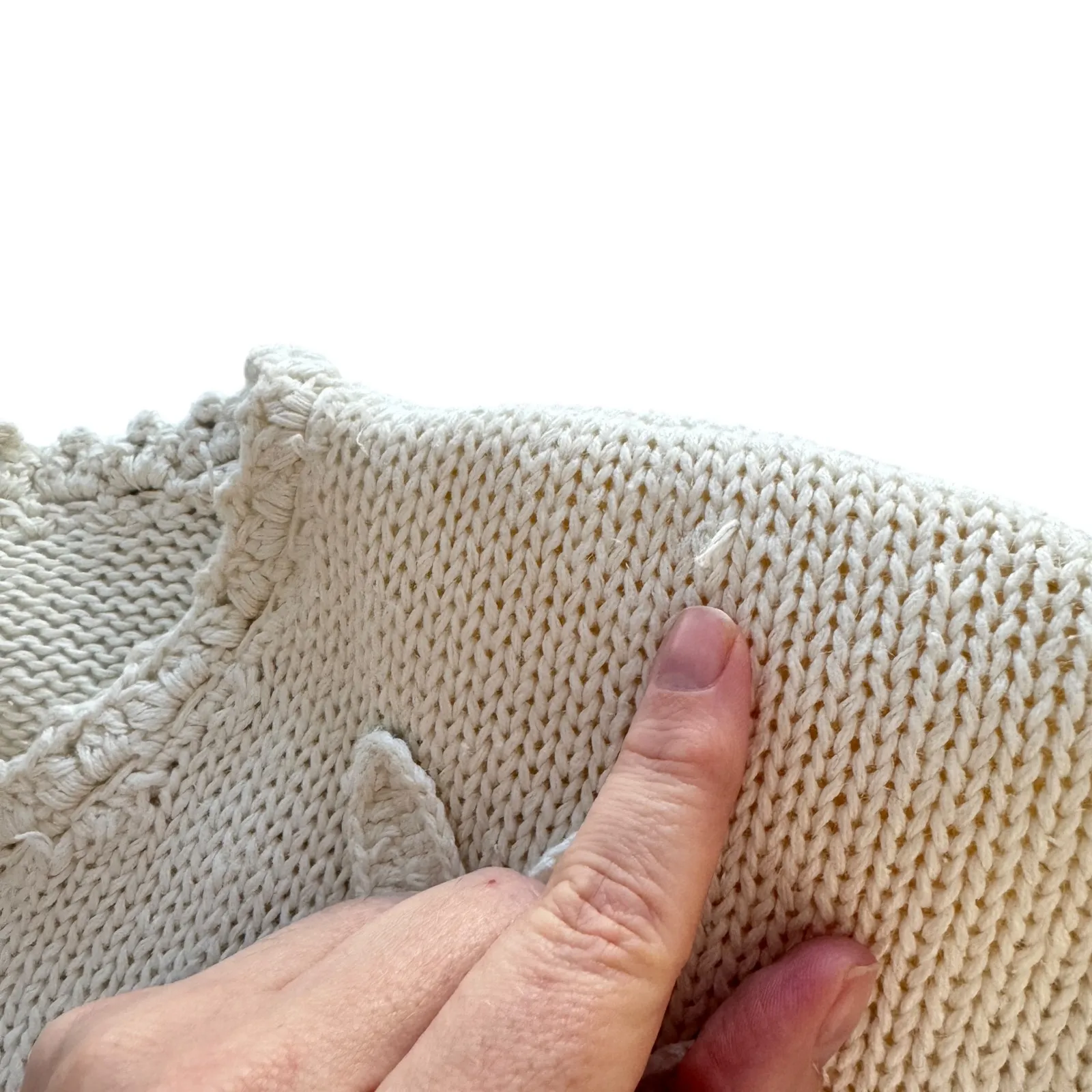 Vintage Victoria Jones Grandmacore Boho Knit Sweater Embroidered Crochet Med M White - Image 12