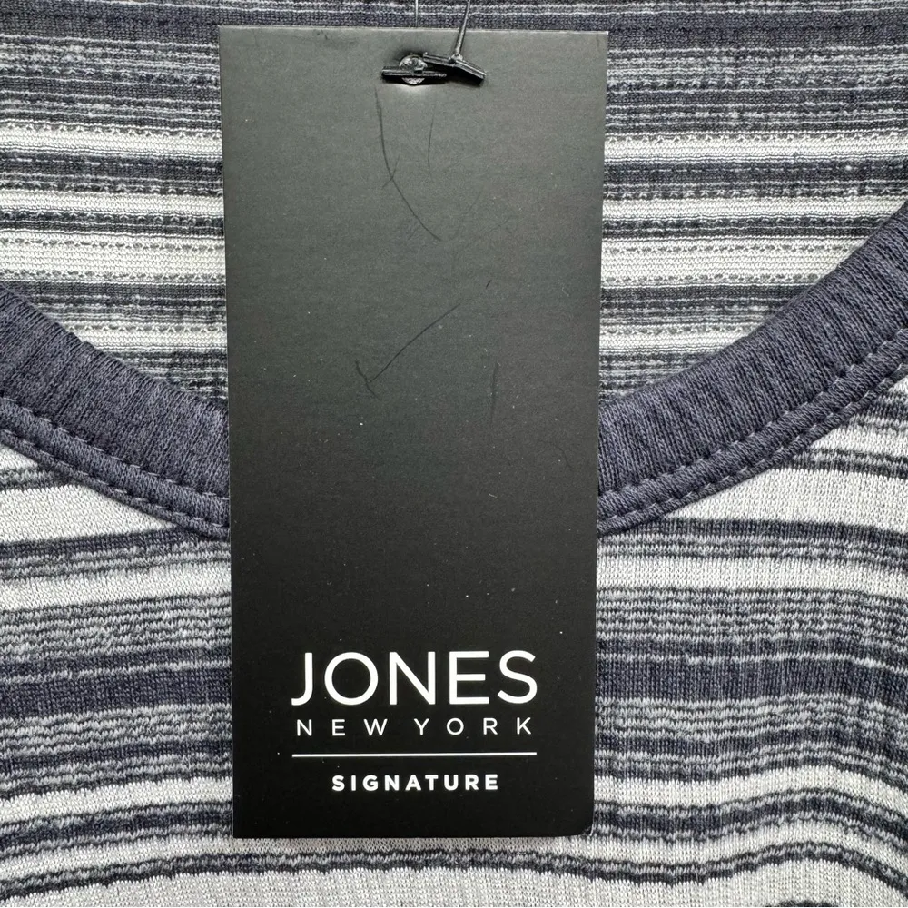 Jones New York Signature Gray Striped Ringer Tee Size Large Wardrobe Basic - Image 10