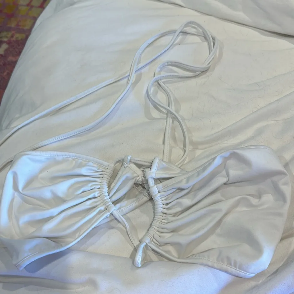 MOVING SALE White Criss Cross Lace Up Top - Image 6