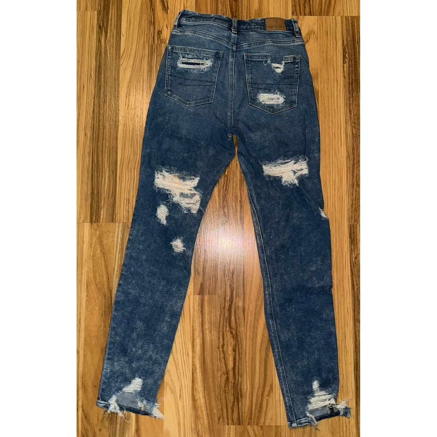 American Eagle Mom Jeans Women's Sz 0 Long Distressed‎ Stretch - Image 2