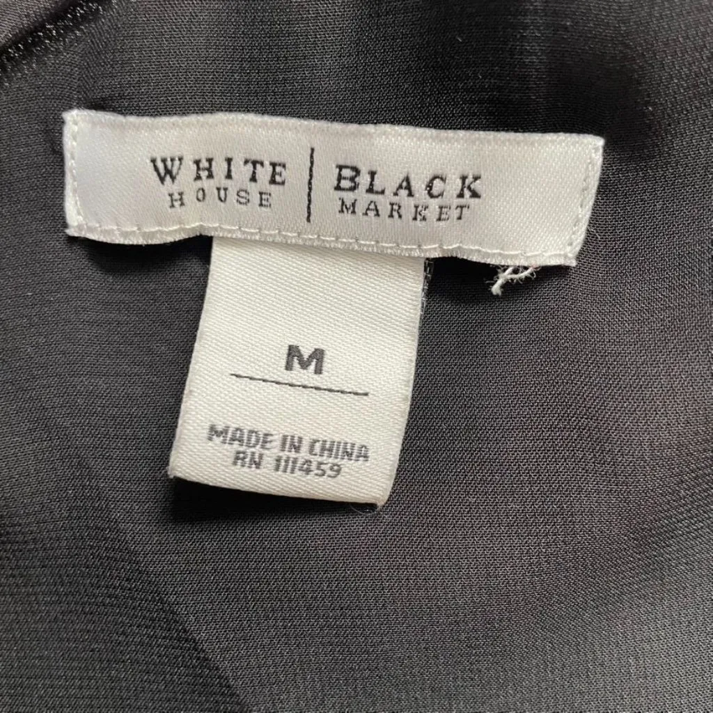 Womens Black Blouse White House Black Market Blouse Sheer Top Size M u - Image 7