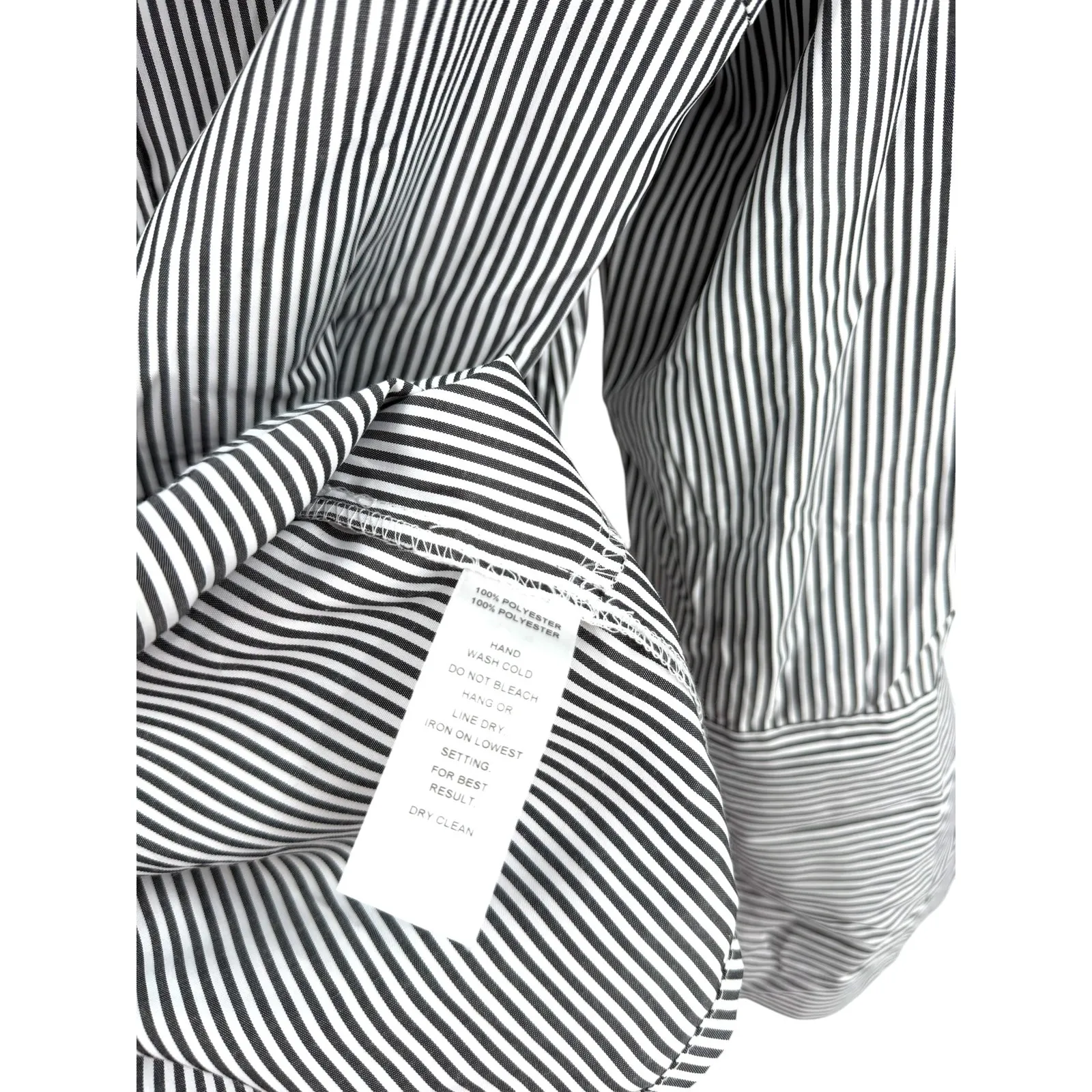 SAKS FIFTH AVENUE L Romper Short Set Off Shoulder Top PinStripe Button Up Down - Image 7