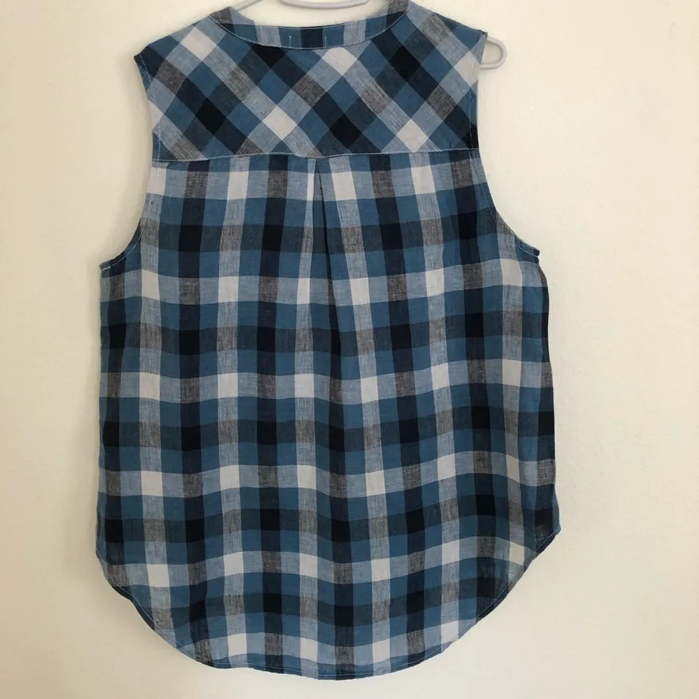 Dylan Linen/Cotton blue check shirt Blouse L - Image 6