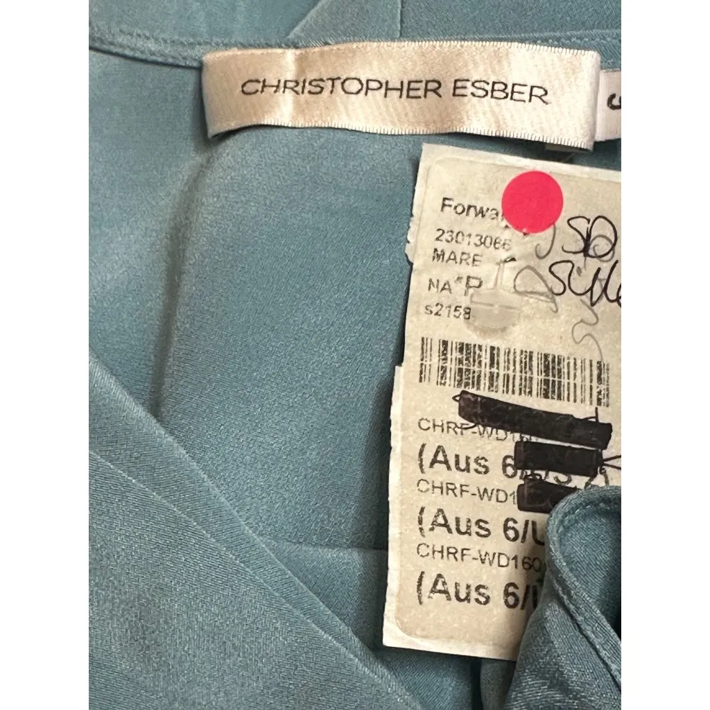 Christopher Esber Slope Tie Silk Dress in Mare 2 New Womens Long Maxi Gown Blue - Image 9