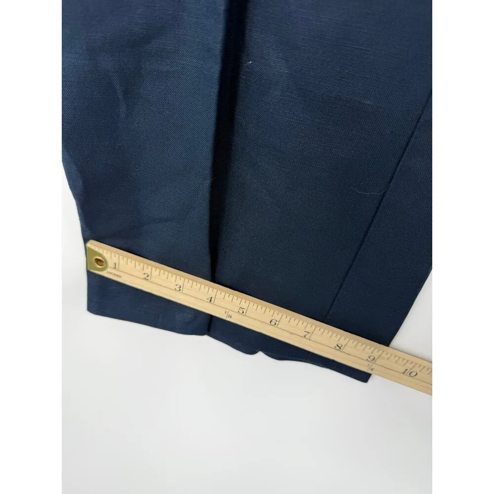 Brooks Brothers Red Fleece Linen Blend Pants Women 6 Navy Blue Straight Cropped - Image 7