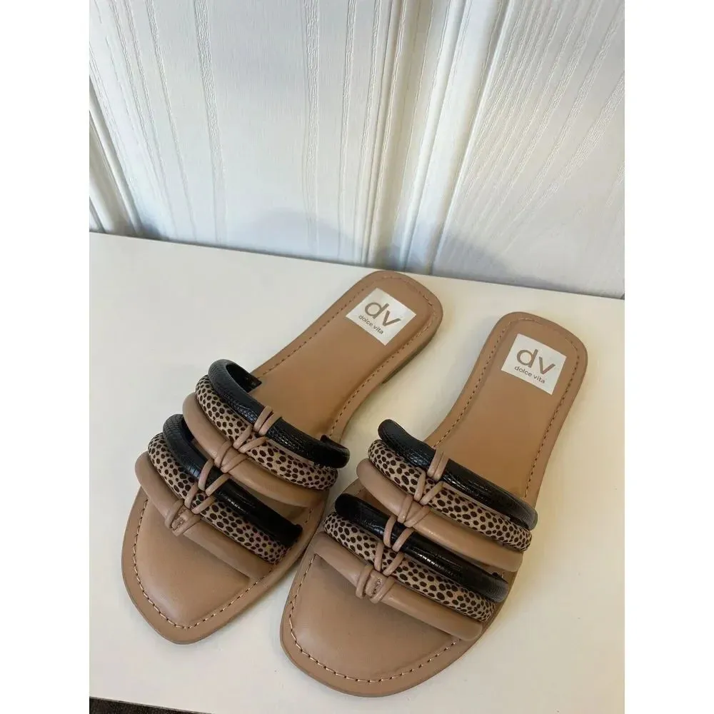 DV Dolce Vita Women's Junyper Flat Slide Sandal CD4 Cheetah Size US 6.5 Shoes Black - Image 9