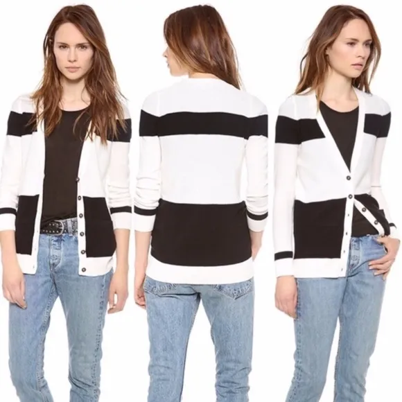 Madewell Inlet Colorblock White & Black Cardigan M - Image 3