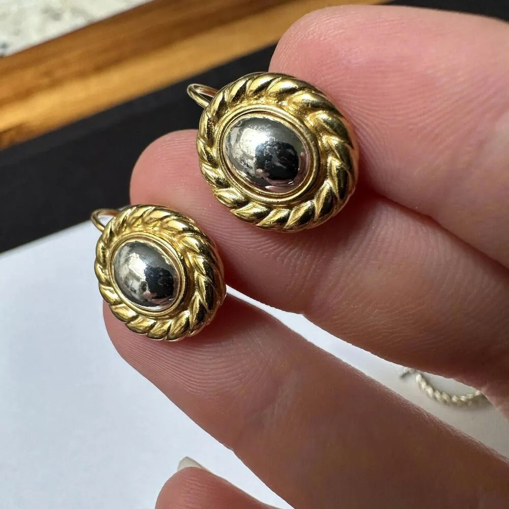 Lot Of 2 Napier Two Tone Pierced Earrings 1 With Blue - Image 5